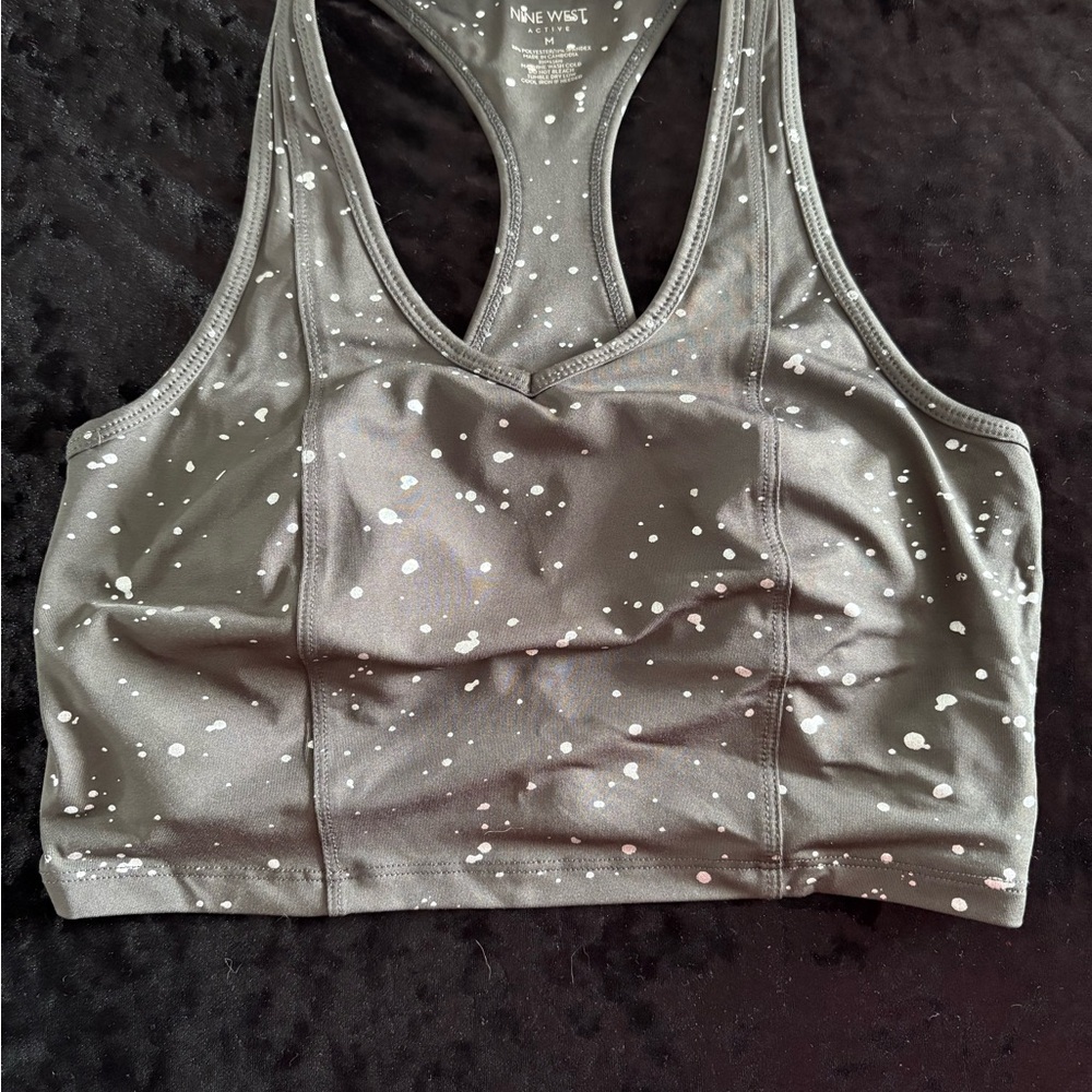Nine West Black and White Speckled Sports Bra